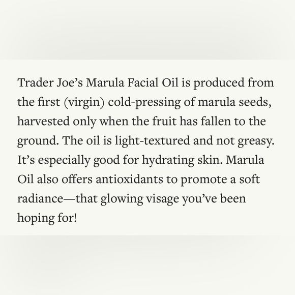 $10❤️‍🔥 LAST 1! Trader Joe’s Virgin Marula Facial Oil 💧 NEW IN BOX - Picture 5 of 5
